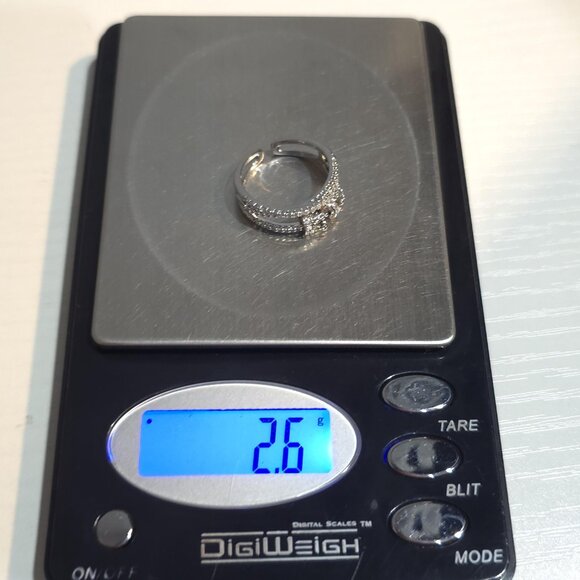 Size 6.5 Sterling Silver Moving CZ Charms Open Ring A655 - Picture 8 of 8